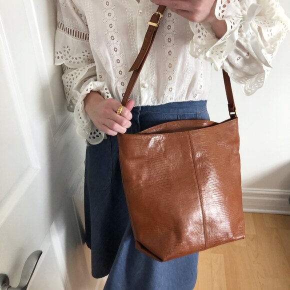 Vintage Leather Crossbody Bag Shoulder Purse Tote Preppy Light Dark Academia - Picture 8 of 8